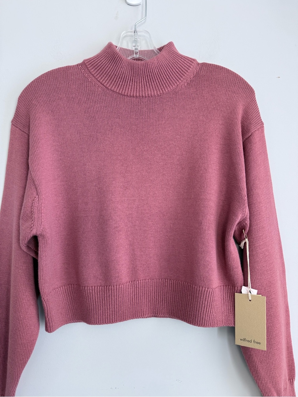 Aritzia Wilfred Free Harper Merino Wool Cotton Mock Neck Sweater XS NWT Pink - Picture 5 of 13